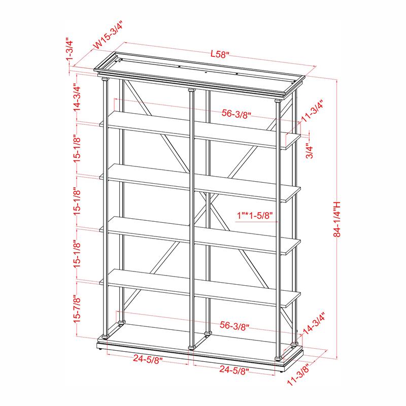Furniture of America Toggin Industrial Metal 58-Inch Bookcase in Antique Gray