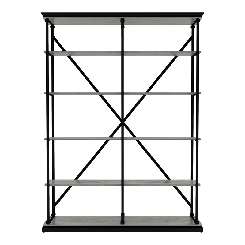 Furniture of America Toggin Industrial Metal 58-Inch Bookcase in Antique Gray