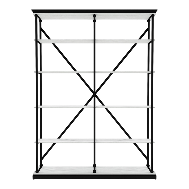 Furniture of America Toggin Industrial Metal 58-Inch Bookcase in Antique White