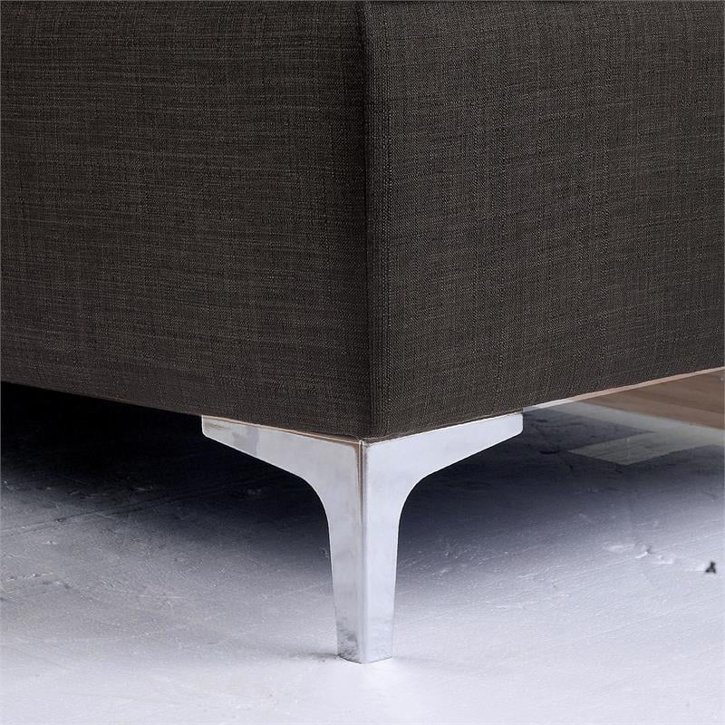 Furniture of America Horsh Contemporary Fabric Storage Chaise in Gray