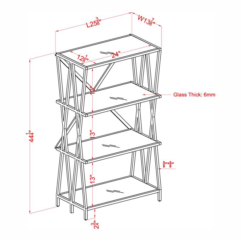 Furniture of America Vorsko Industrial Metal 4-Shelf Bookcase in Black