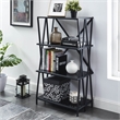 Furniture of America Vorsko Industrial Metal 4-Shelf Bookcase in Black