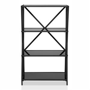 furniture of america vorsko industrial metal bookcase in black