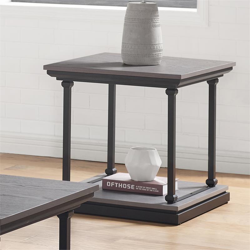 Furniture of America Drewden Transitional Wood End Table in Antique Gray