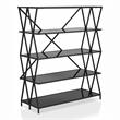 Furniture of America Vorsko Industrial Metal 5-Shelf Large Bookcase in Black