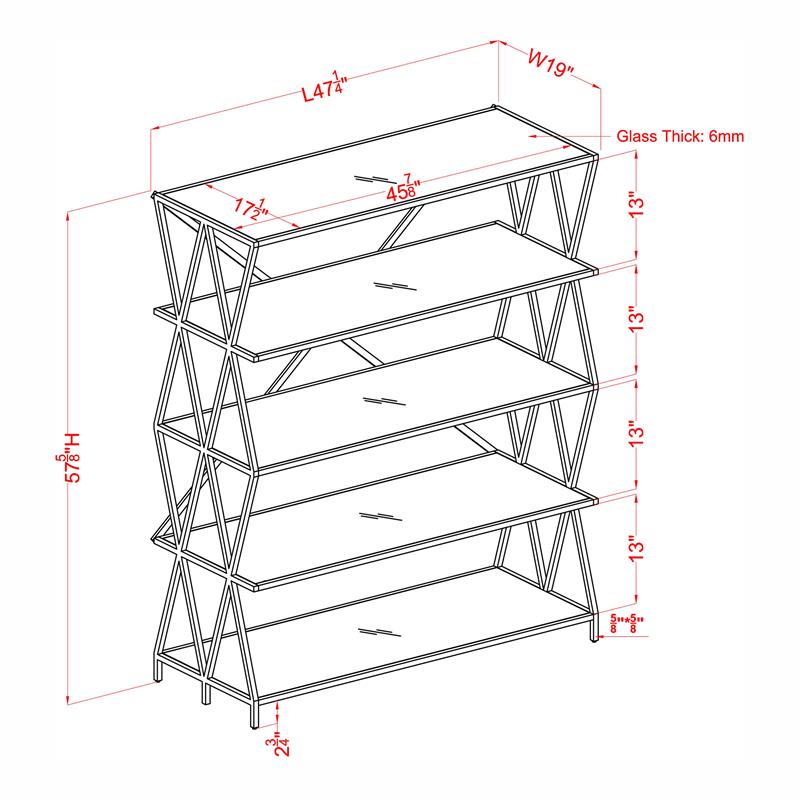 Furniture of America Vorsko Industrial Metal 5-Shelf Large Bookcase in Black