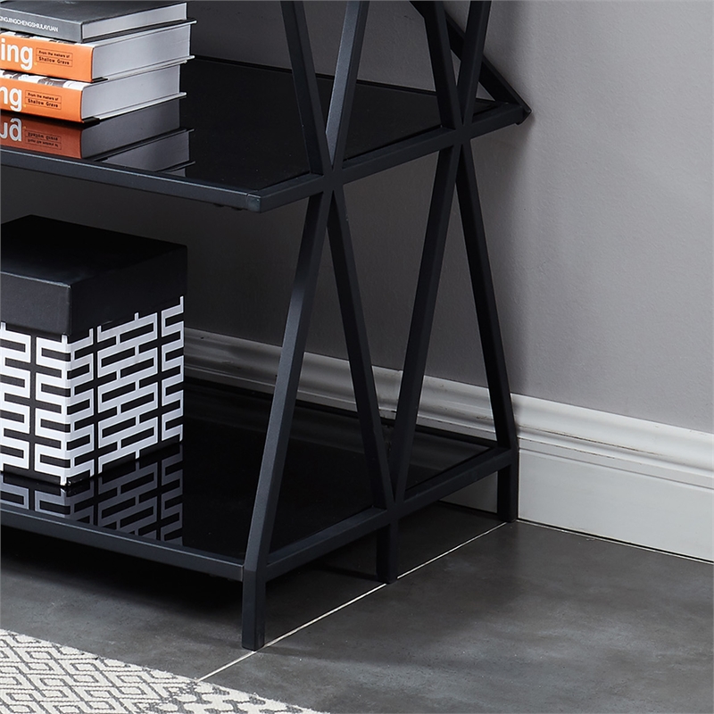 Furniture of America Vorsko Industrial Metal 5-Shelf Large Bookcase in Black