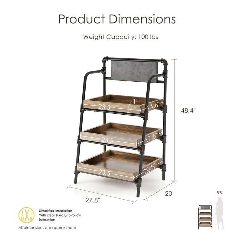 Furniture of America Kernel Industrial Metal 3-Shelf Bookcase in Sand Black