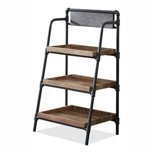 Furniture of America Kernel Industrial Metal 3-Shelf Bookcase in Sand Black