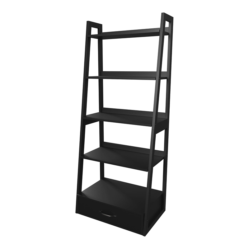 Furniture of America Ploomer Transitional Wood 1-Drawer Bookcase in Black