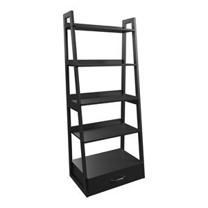 Furniture of America Ploomer Transitional Wood 1-Drawer Bookcase in Black