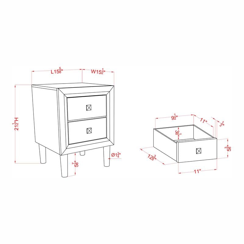 Furniture of America Hetter Transitional Wood 2-Drawer Nightstand in White