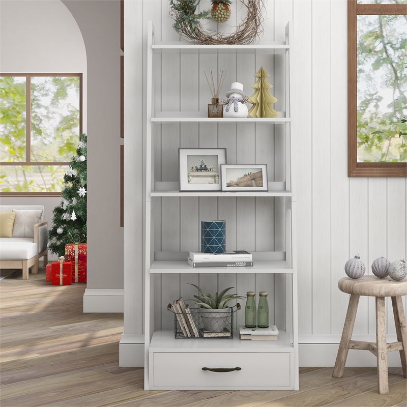 Furniture of America Ploomer Transitional Wood 1-Drawer Bookcase in White