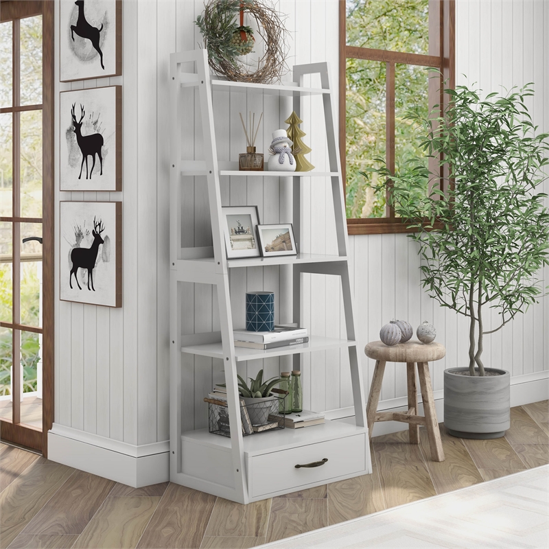 Furniture of America Ploomer Transitional Wood 1-Drawer Bookcase in White