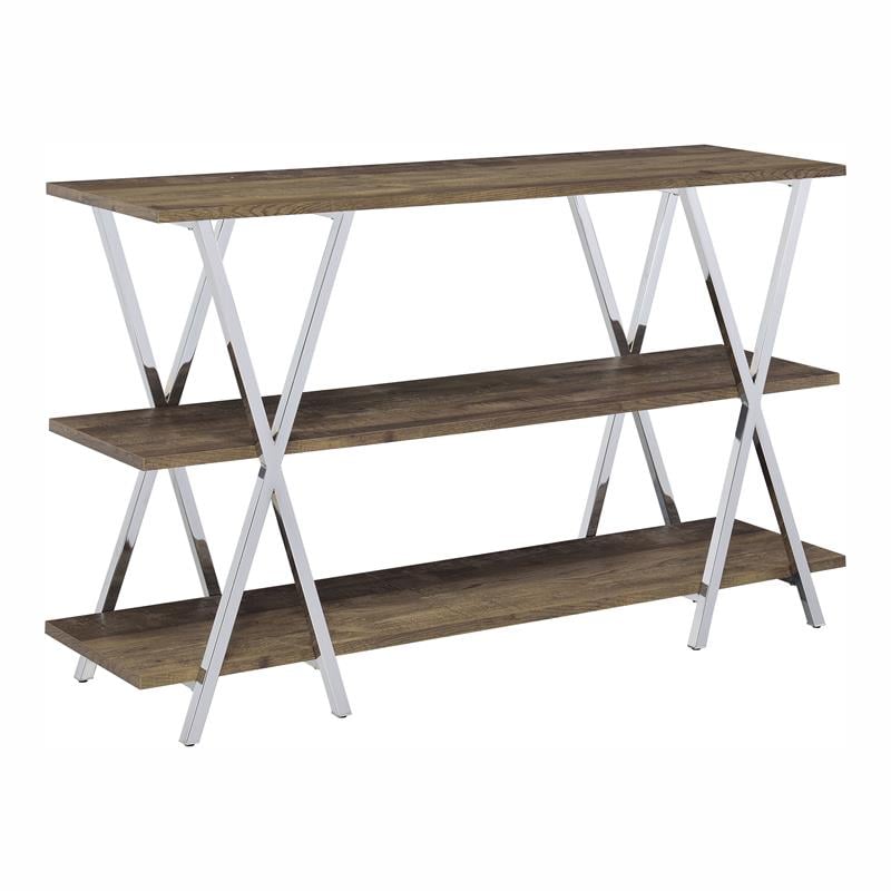Furniture of America Barrickson Wood Small 3-Shelf Console Table in Dark Oak