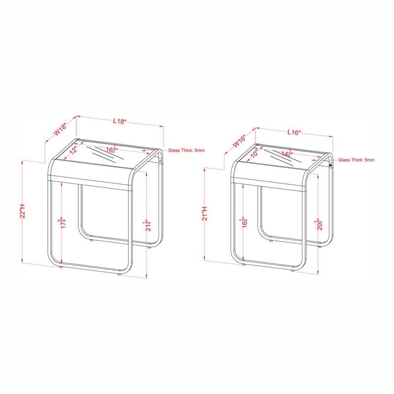 Furniture of America Shawton Glass Top 2-Piece Nesting Table Set in Black