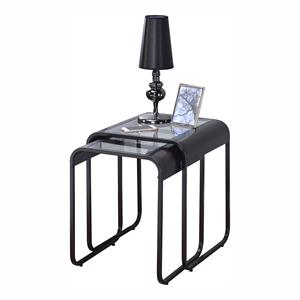 furniture of america shawton glass top 2-piece nesting table set in black