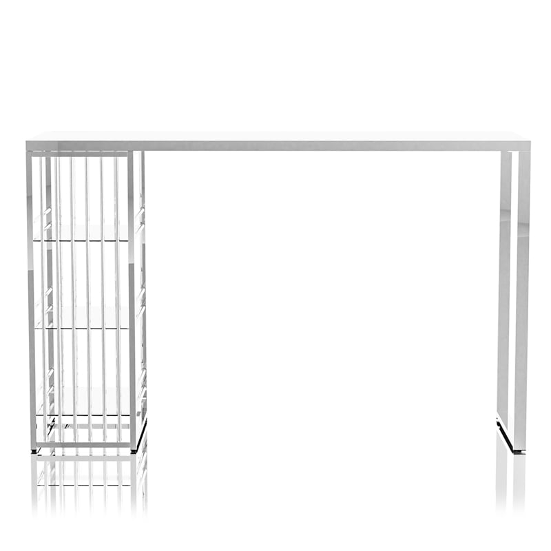 Furniture of America Norvel Contemporary Glass Top Bar Table in Chrome Plating