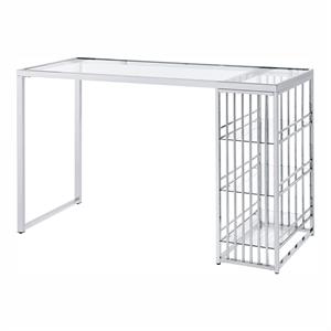 furniture of america norvel contemporary glass top bar table in chrome plating