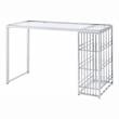 Furniture of America Norvel Contemporary Glass Top Bar Table in Chrome Plating