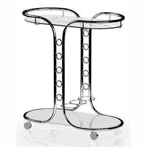 Furniture of America Scanlin Contemporary Metal 2-Tier Serving Cart in Chrome