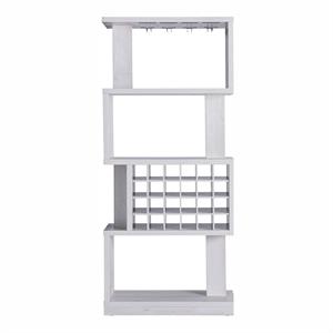 furniture of america burle transitional wood standing wine cabinet in white oak