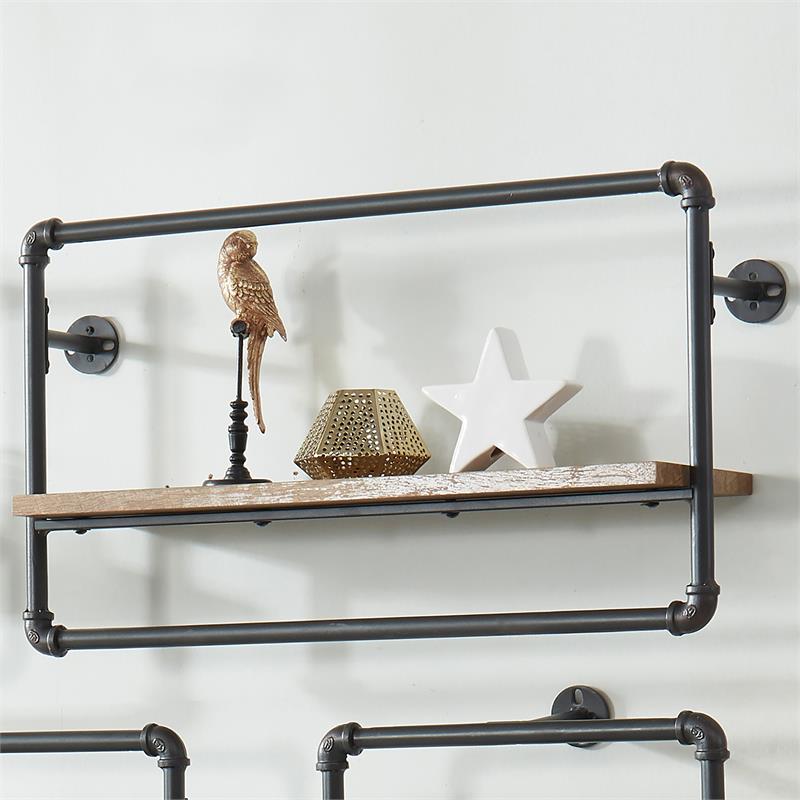 Furniture of America Alvara Metal 27.5-Inch Wall Shelf in Sand Black