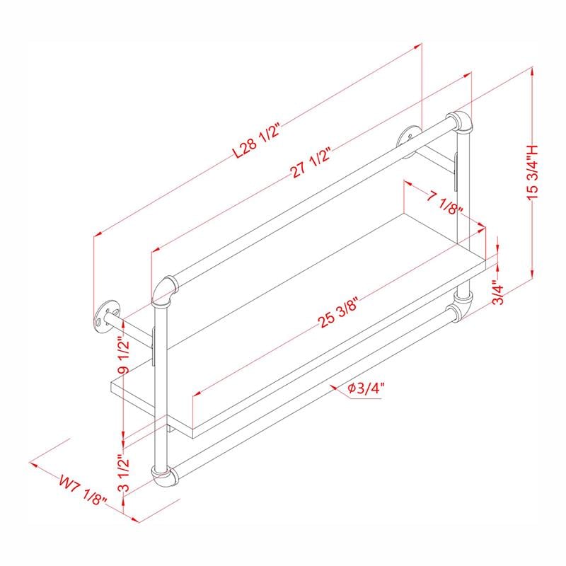 Furniture of America Alvara Metal 27.5-Inch Wall Shelf in Sand Black