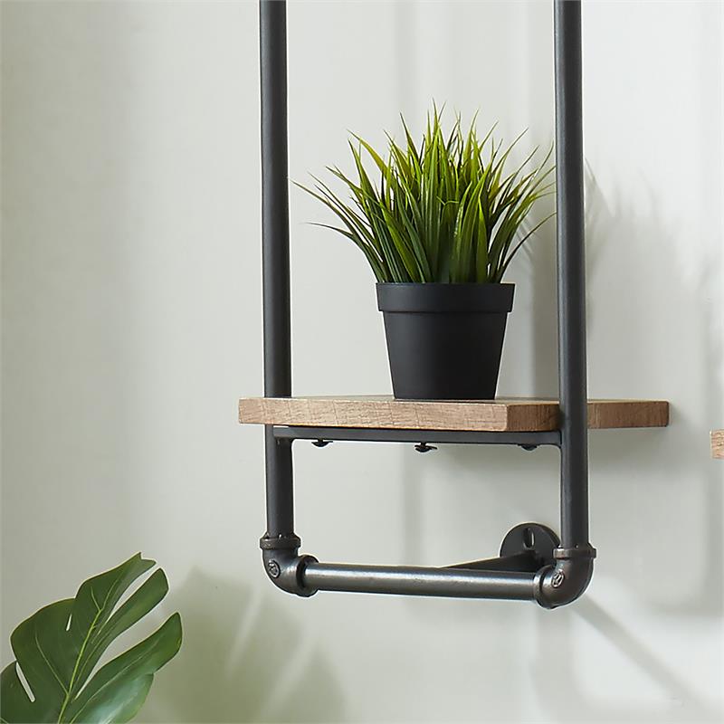 Furniture of America Alvara Metal 11.75-Inch Wall Shelf in Sand Black