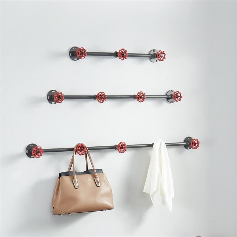 Furniture of America Margon Industrial Metal 3-Hook Coat Rack in Sand Black