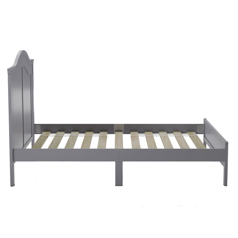 Furniture of America Elburd Solid Wood Camelback Platform Full Bed in Gray