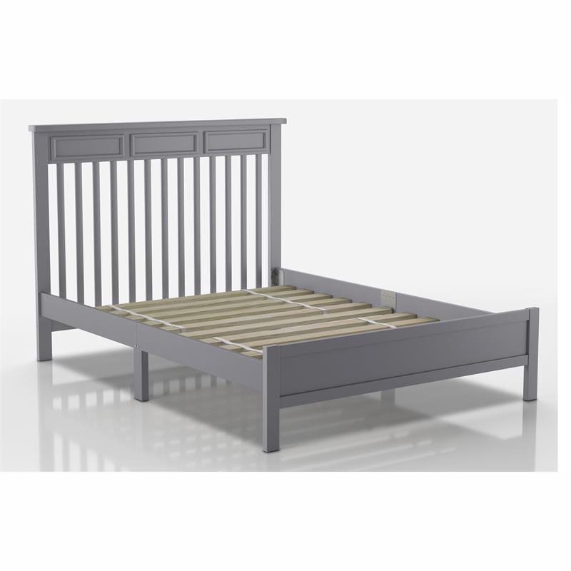 Furniture of America Loppet Solid Wood Slatted Platform Full Bed in Gray
