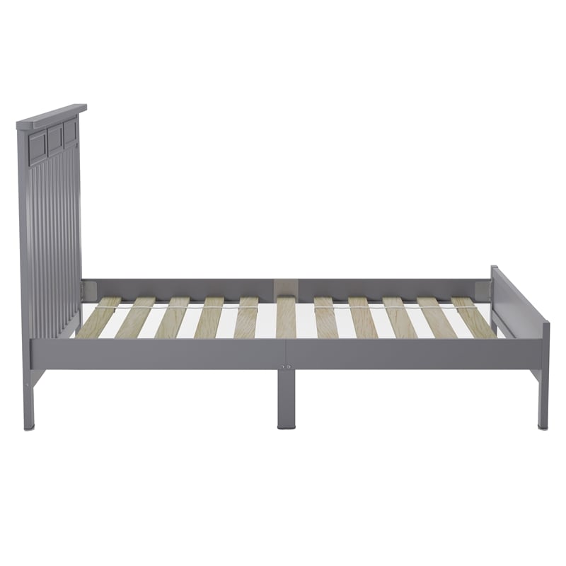 Furniture of America Loppet Solid Wood Slatted Platform Full Bed in Gray