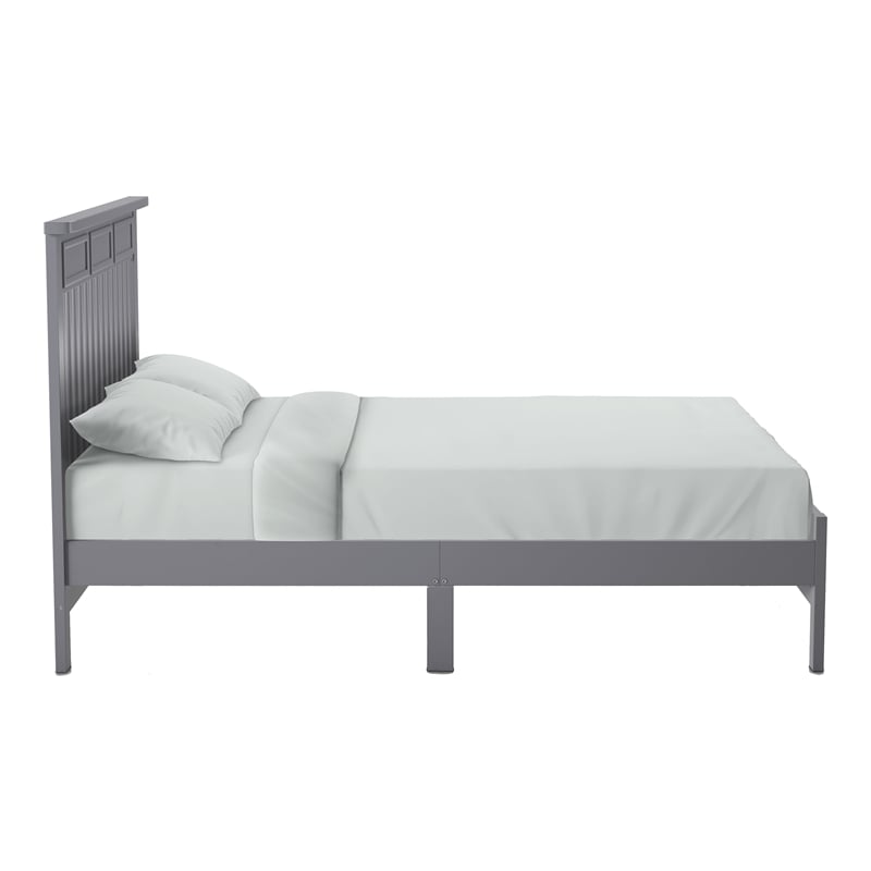 Furniture of America Loppet Solid Wood Slatted Platform Full Bed in Gray