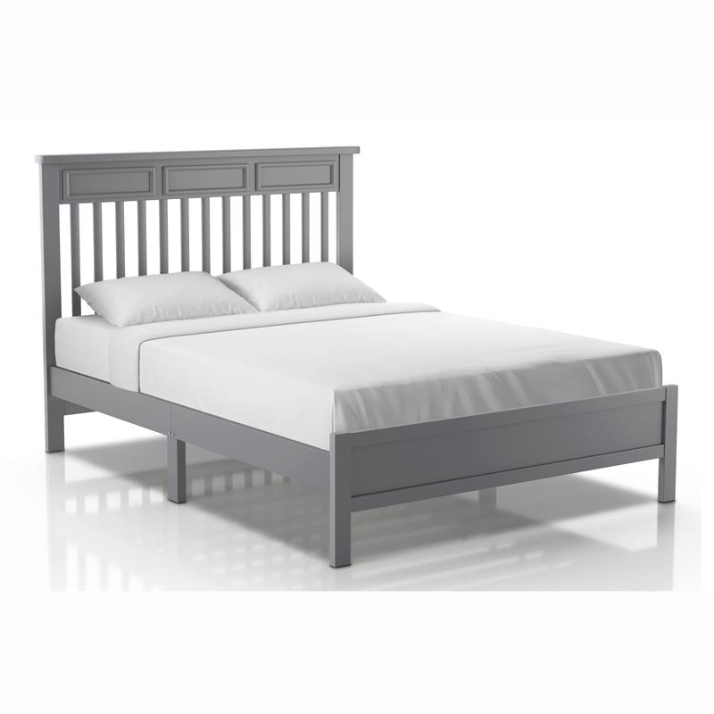 Furniture of America Loppet Solid Wood Slatted Platform Full Bed in Gray