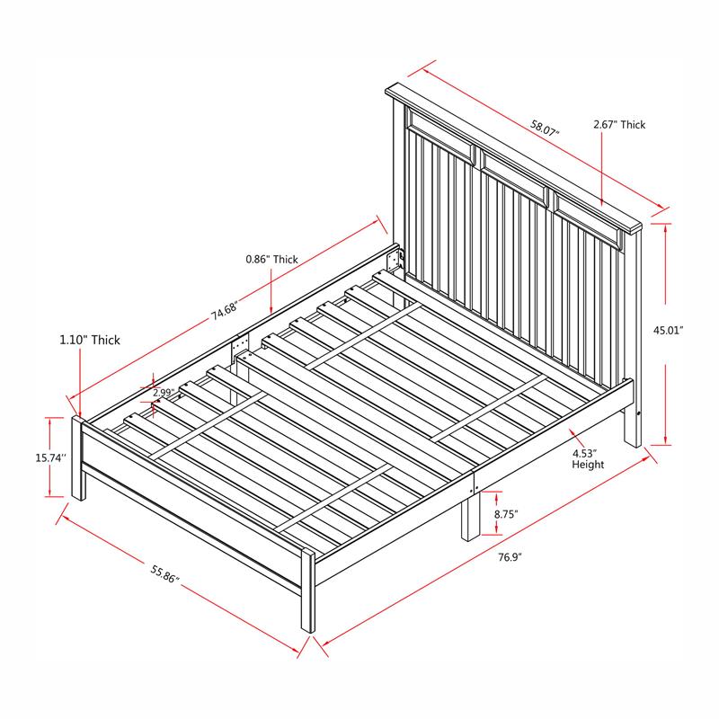 Furniture of America Loppet Solid Wood Slatted Platform Full Bed in Gray
