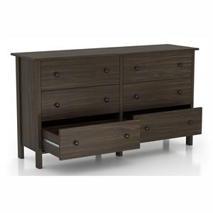 furniture of america zillett transitional wood 6-drawer dresser in brown wenge