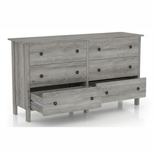 furniture of america zillett transitional wood 6-drawer dresser in gray oak