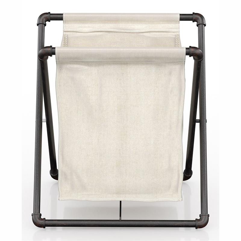 Furniture of America Hargris Fabric and Metal Laundry Hamper in Sand Black