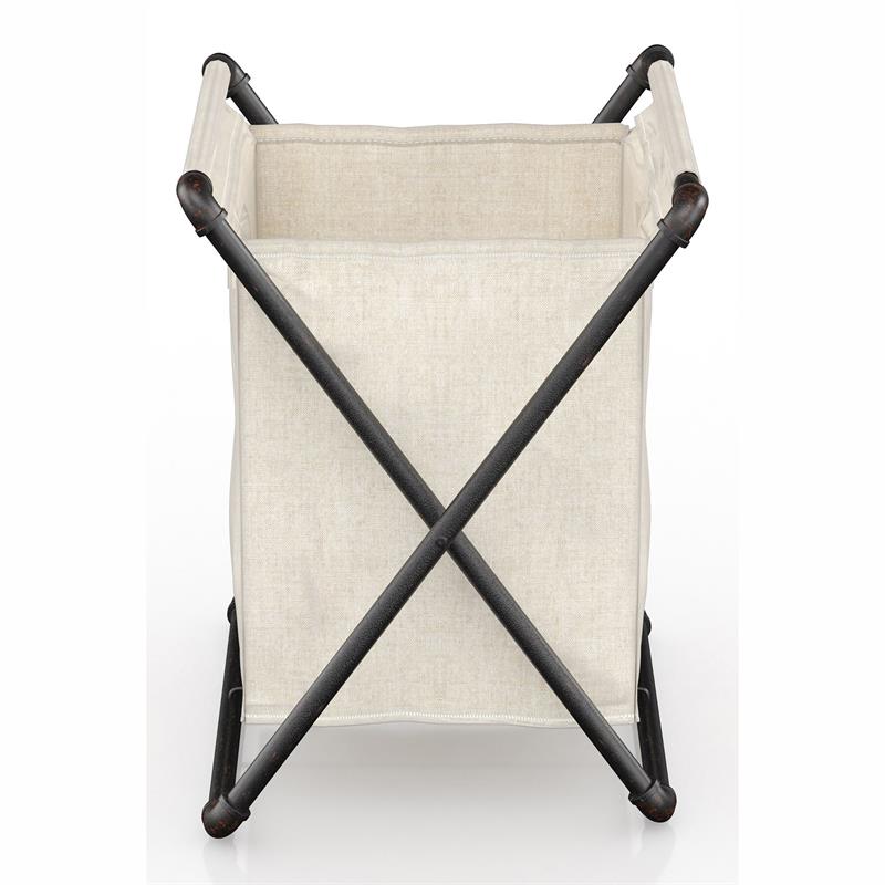 Furniture of America Hargris Fabric and Metal Laundry Hamper in Sand Black