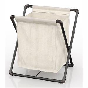 Furniture of America Hargris Fabric and Metal Laundry Hamper in Sand Black