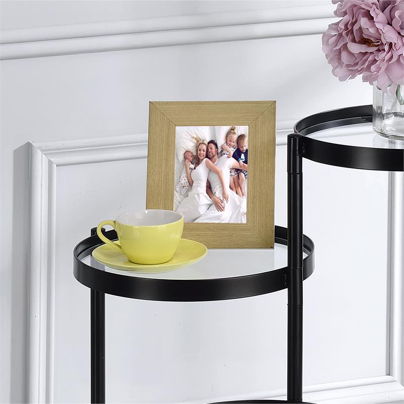 Furniture of America Rhort Contemporary Metal 3-Tier Plant Stand in Black