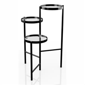 Furniture of America Rhort Contemporary Metal 3-Tier Plant Stand in Black