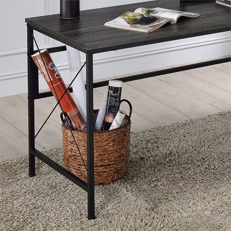 Furniture of America Washall Industrial Wood Computer Desk with USB in Gray