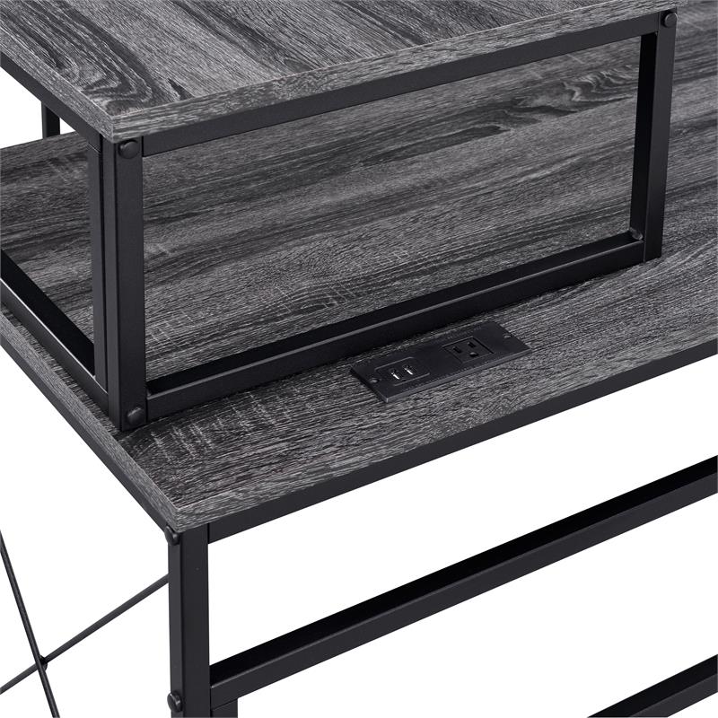 Furniture of America Washall Industrial Wood Computer Desk with USB in Gray