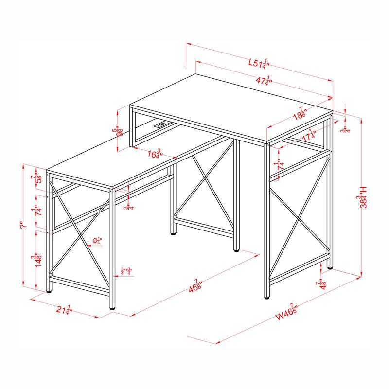 Furniture of America Washall Industrial Wood Computer Desk with USB in Gray
