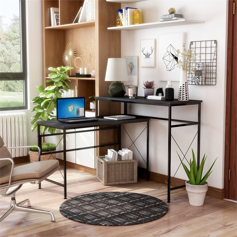 Furniture of America Washall Industrial Wood Computer Desk with USB in Gray