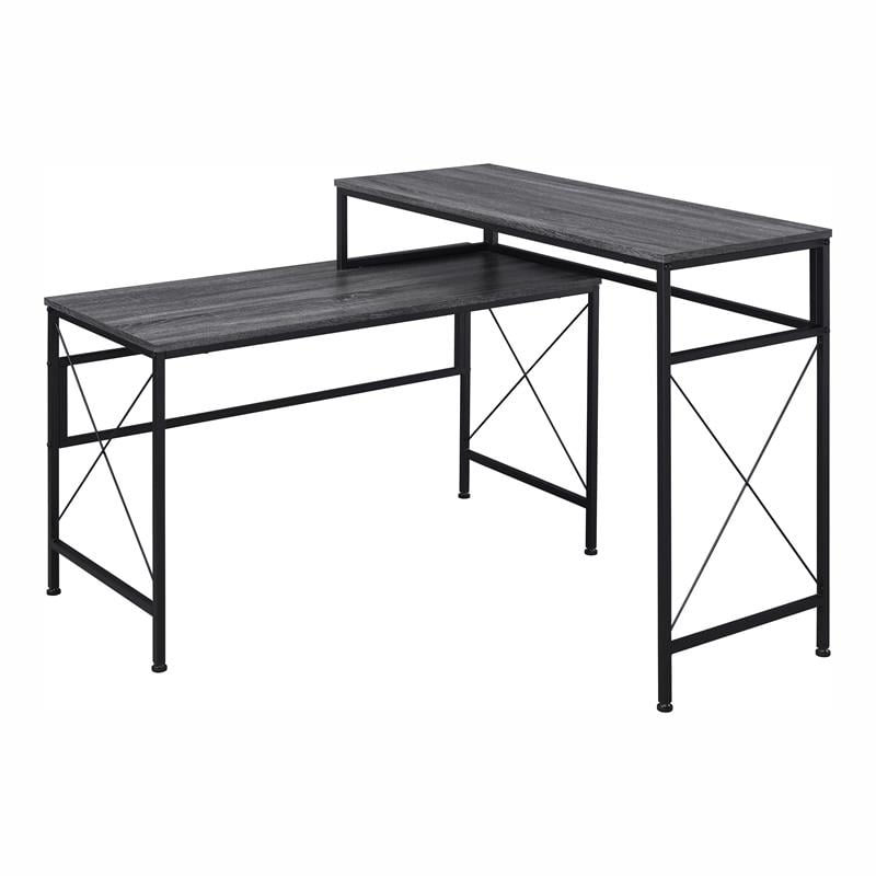 Furniture of America Washall Industrial Wood Computer Desk with USB in Gray