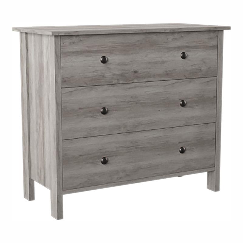 Furniture of America Zillett Transitional Wood 3-Drawer Chest in Gray Oak