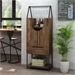 Furniture of America Robble Industrial Wood Wine Cabinet in Light Hickory Brown